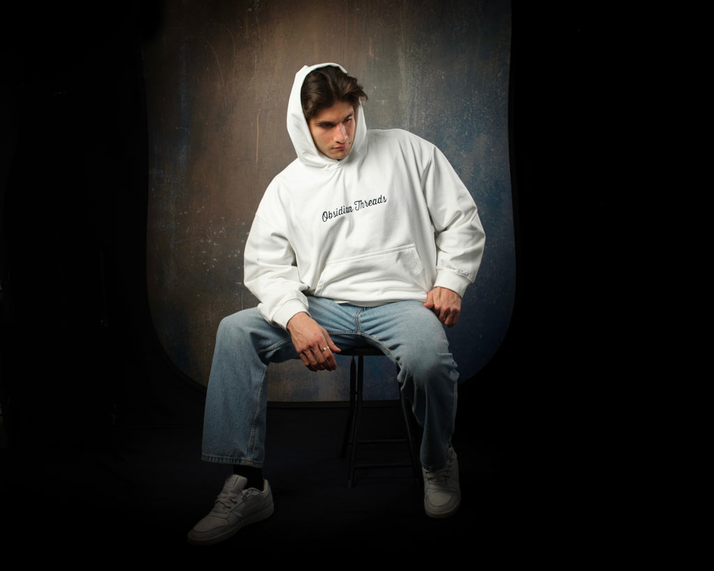 Obsidian Threads — White Heavyweight Hoodie - Octopus