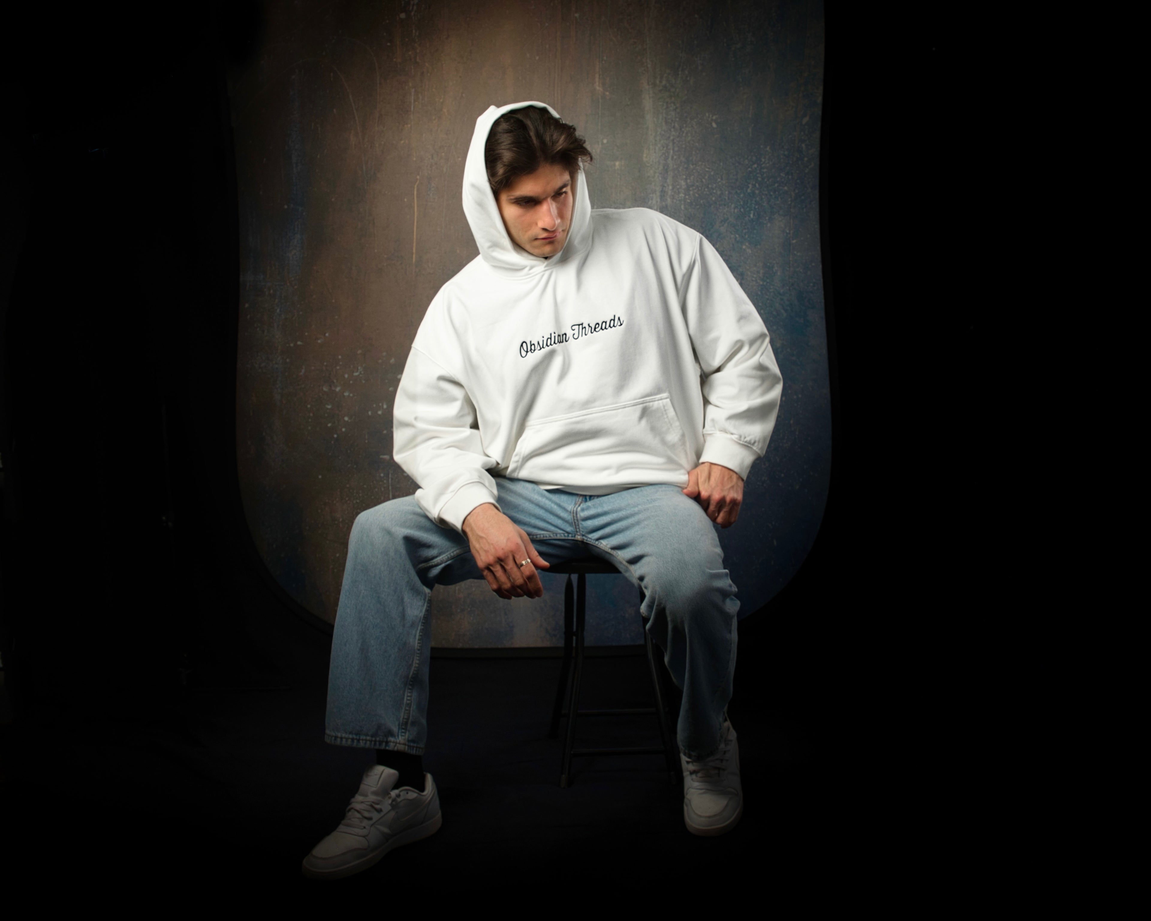 Obsidian Threads — White Heavyweight Hoodie - Octopus