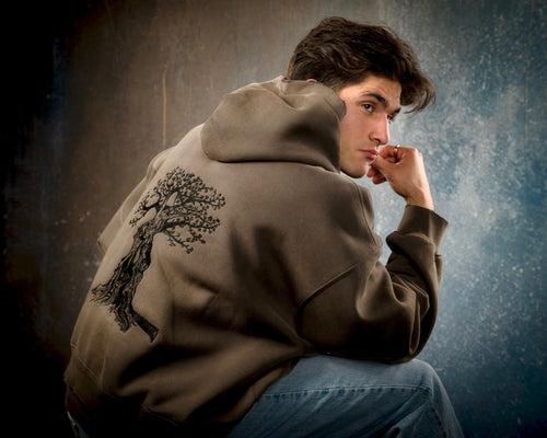Obsidian Threads — Olive Washed Heavyweight Hoodie